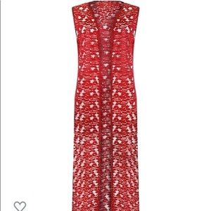 NOUVELLE Red Lace Open Cardigan (Like LuLaRoe Joy)